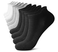 FALARY Calcetines Deportivos Para Hombre y Mujer, Calcetines Cortos De AlgodóN, Calcetines Deportivos Transpirables, Calcetines Para Correr, Negro × 4 + Blanco × 3 + Gris × 3,43-46,10 Pares