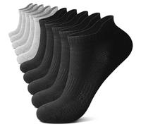 FALARY Calcetines Deportivos Para Hombre y Mujer, Calcetines Cortos De AlgodóN, Calcetines Deportivos Transpirables, Calcetines Para Correr Al Aire Libre (Negro/Gris, 39-42, 10 Pares)