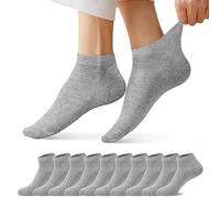 FALARY Calcetines DeportivosTobilleros hombre mujer 10 Pares Cortos Calcetin Algodon Gris 4750