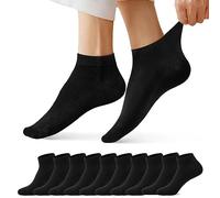 FALARY Calcetines DeportivosTobilleros hombre mujer 10 Pares Cortos Calcetin Algodon Negro 3942