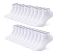 FALARY Calcetines Hombre Mujer Deportivos 10 Pares Cortos Calcetin Tobilleros Algodon Blanco 47-50