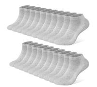 FALARY Calcetines Hombre Mujer Deportivos 10 Pares Cortos Calcetin Tobilleros Algodon Gris 43-46