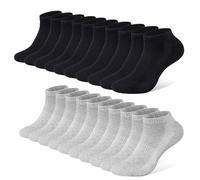 FALARY Calcetines Hombre Mujer Deportivos 10 Pares Cortos Calcetin Tobilleros Algodon Gris Negro 47-50