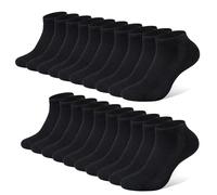 FALARY Calcetines Hombre Mujer Deportivos 10 Pares Cortos Calcetin Tobilleros Algodon Negro 35-38