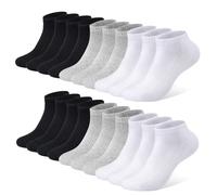 FALARY Calcetines Hombre Mujer Deportivos 10 Pares Cortos Calcetin Tobilleros Algodon Negro Blanco Gris 35-38