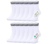 FALARY Calcetines Mujer 35-38 y Hombre 6 Pares de Algodón para Deporte, Tenis y Running - Blanco