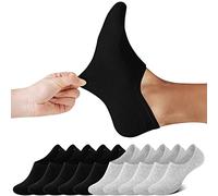 FALARY Calcetines Mujer Hombre 10 Pares Cortos Calcetines Invisibles tobillero Algodon Silicona Antideslizante Verano-grisnegro-4750