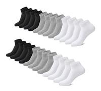 FALARY Calcetines Tobilleros Hombre 12 Pares Deportivo Sciclismo Cortos Respirable Algodón Antideslizantes Gris blanco y negro 35-38