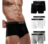 FALARY Calzoncillos Hombre Boxer Algodon Boxer Shorts Deportivos para Hombre Boxers Underwear Men (Pack de 6) Negro/Gris/Blanco L