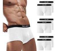 FALARY Calzoncillos Hombre Boxer Algodon Boxer Shorts Deportivos para Hombre Boxers Underwear Men Pack de 6 Blanco S