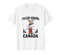 Falcon Alrededor & Descubriendo - Funny Canada Beaver Canadian Camiseta gráfica económica, Hombre, Blanco, M