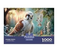 Falcón Rompecabezas Imposible,desafío for Adults Bosque Invierno Stream Entretenimiento Creativo 1000 Piezas Obra De Arte De Juego De para Adultos Y Niños 52x38cm/1000pcs