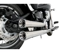 FALCON Double Groove sistema de escape completo de acero inoxidable pulido de alto brillo, plata