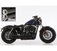 Sistema de escape completo FALCON Double Groove con negro mate de acero inoxidable recubierto de gato, negro