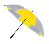 FALCONE - Paraguas XXL Golf Reflectante - Apertura Automática - Resistente al Viento y a la Tormenta - Apto para Adultos y Niños - Para Hombre y Mujer - Amarillo y Plateado - 120 cm