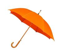 Falconetti Paraguas Largo - Apertura Automática - Resistente al Viento - Mango Curvo de Madera - 8 Varillas Fibra de Vidrio - Para Hombres y Mujeres - Paraguas Grande 102 cm Diámetro - Naranja