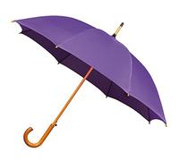 Falconetti Paraguas largo para mujer, apertura automática, mango y caña de madera, color morado