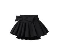 Falda acampanada de media falda acampanada para niña, falda corta de línea baja, tela de mezcla de algodón ligero, ajuste cómodo, Negro , 11-12 años