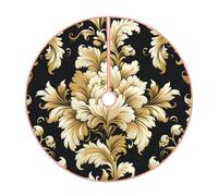 Falda acolchada para árbol de Navidad con estampado de damasco, perfecta para protección del suelo y decoraciones de temporada