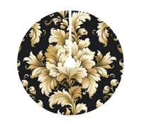 Falda acolchada para árbol de Navidad con estampado de damasco, perfecta para protección del suelo y decoraciones de temporada