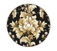 Falda acolchada para árbol de Navidad con estampado de damasco, perfecta para protección del suelo y decoraciones de temporada