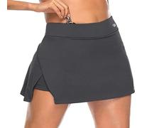 Falda atlética de color media falda corta 2 en 1 con pantalones cortos interiores para senderismo y deportes al aire libre, ropa deportiva de cintura alta, falda de tenis