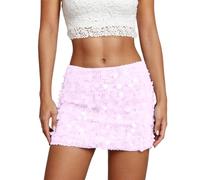 Falda Brillante De Mujer Bodycon Mini Falda Con Lentejuelas Y Y Vestido De Carnaval 2026 Faldas Cortas Vestido Brillo, Rosa., S