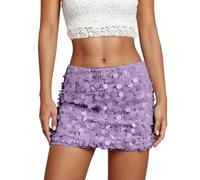 Falda Brillante De Mujer Bodycon Mini Falda Con Lentejuelas Y Y Vestido De Carnaval 2026 Faldas Cortas Vestido Brillo, morado, M