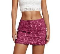 Falda Brillante De Mujer Bodycon Mini Falda Con Lentejuelas Y Y Vestido De Carnaval 2026 Faldas Cortas Vestido Brillo, Rosa intenso., S