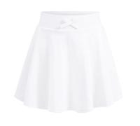 Falda casual de verano para niñas con lazo, color sólido, falda de tenis deportiva para adolescentes y niñas, cintura elástica cómoda, ideal para jugar., Blanco, 9-10 años