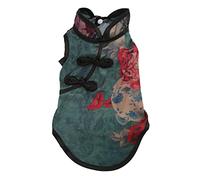 Falda Cheongsam para Mascotas, Vestido de Estilo Chino para Mascotas pequeñas, Disfraz de algodón Suave con patrón de peonía Retro con puños de Gran tamaño, fácil de Usar para (S)