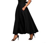 Falda con correa ajustable para mujer en longitud maxi fluida con cintura alta y diseño de dobladillo en el tobillo, más bolsillos laterales para un cómodo transporte diario (XL negro)