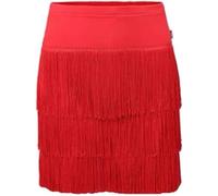 Falda con flecos para baile latino, salsa de tango, falda de napa para mujer, disfraz de vaquera de Halloween, falda rave, Rojo -, L-XL