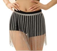 Falda con Flecos y cinturón de Diamantes de imitación, Faldas con borlas de Cristal, Bufanda de Cadera, Cinturones Rave para Mujer, Plateado, Estilo 2, 2-18