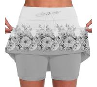 Falda con pantalones debajo de mujer, falda corta, falda corta, cintura alta, camino de abdomen, ropa cómoda para yoga, pilates, ropa para mujer, línea A, opaca, tejidos elásticos suaves, de secado