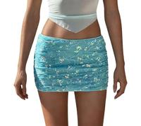 Falda con purpurina para mujer, corta y estrecha, minifalda sexy, línea A, falda de cadera, falda de malla, transpirable, falda envolvente, ajustada, vestido de fiesta, falda de baile, festival