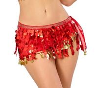 Falda con purpurina para mujer, exquisita bufanda de danza del vientre con para disfraz de carnaval 2026, vestido con purpurina, minifalda de carnaval, falda brillante para dama, rojo, talla única
