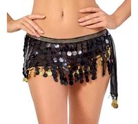 Falda con purpurina para mujer, exquisita bufanda para danza del vientre, con para disfraces de carnaval, 2026, faldas de lentejuelas, disfraz de festival, falda brillante para mujer, Negro , talla