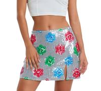 Falda con purpurina para mujer, falda de lentejuelas, corta, sexy, minifalda de cadera, falda sexy con lentejuelas, falda de lentejuelas dorada, vestido de festival rave, GN1, M