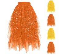 Falda con purpurina para mujer, falda de tul multicolor, de capas bajas, falda acampanada, tutú, falda con purpurina, falda midi de tul, falda rockabilly, enagua de ballet, enagua para bailar, enagua