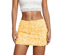 Falda con purpurina para mujer, sexy, con lentejuelas, minivestido rosa brillante, falda envolvente, corte ajustado, línea A, falda con purpurina, falda de lentejuelas de cintura alta, falda