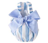 Falda con tirantes para perro, vestido de verano para perro, ropa de perro a rayas delgadas, chihuahua, caniche coreano, ropa de bichón, camiseta para cachorros (azul, L)