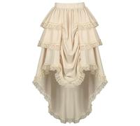 Falda Corta con Ribete de Encaje y Corte asimétrico Medieval, para Teatro y Cosplay, Cintura elástica, Tejido rústico, Largo Irregular, Estilo Vintage