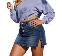 Falda Corta de Mujer Verano Elegante con Bolsillos Falda Vaquera de Mezclilla Mini PantalóN Sexy Corta de Cadera Faldas de Verano Mini Línea A Cruzada Cargo Faldas Vaqueras
