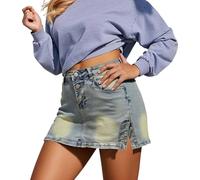 Falda Corta de Mujer Verano Elegante con Bolsillos Falda Vaquera de Mezclilla Mini PantalóN Sexy Corta de Cadera Faldas de Verano Mini Línea A Cruzada Cargo Faldas Vaqueras
