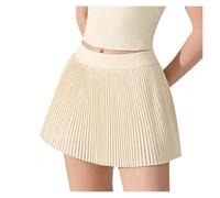 Falda Corta De Yoga Antibacteriana for Mujer, Falda Pantalón Plisada De Cintura Alta Y Antiexposición for Deportes, Fitness, Correr, Tenis Y Actividades Al Aire Libre(Cream,XL)