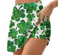 Falda corta deportiva casual para mujer con estampado de San Patricio para correr, yoga y fitness, estilo Skort cómodo para gimnasio y entrenamiento, Verde-22, XXL