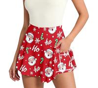 Falda corta estampada de moda con bolsillo lateral. Falda corta de yoga ligera y cómoda para mujer en el uso diario ideal para entrenamiento, rojo, L