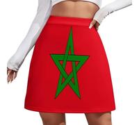 Falda Corta Mujer - Mini Falda Casual Y Sexy, Elástica Y Ajustada con Elementos Patrióticos Y Bandera De Marruecos, Tallas Grandes S-4Xl