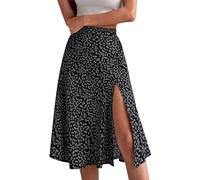 Falda Corta Mujer Verano, Faldas Mujer Falda Larga De Mujer con Estampado Floral Abertura En La Mitad del Cuerpo Corte En A Y Cintura Media